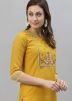 Yellow Embroidered Rayon Kurta Set