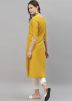 Yellow Embroidered Rayon Kurta Set