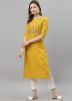 Yellow Embroidered Rayon Kurta Set