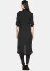 Black Plain Asymmetric Kurta Set In Rayon