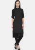 Black Plain Asymmetric Kurta Set In Rayon