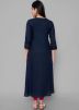 Navy Blue Embroidered Rayon Kurta Set