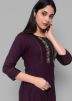 Purple Readymade Embroidered Kurta Set