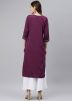 Readymade Purple Laced Kurta Palazzo Set