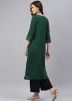 Green Readymade Laced Kurta Palazzo Set