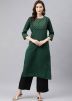 Green Readymade Laced Kurta Palazzo Set