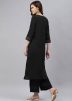 Black Readymade Laced Kurta Palazzo Set