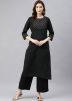 Black Readymade Laced Kurta Palazzo Set