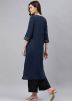 Navy Blue Laced Palazzo Kurta Set