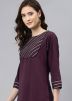 Readymade Purple Laced Kurta With Palazzo