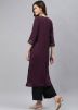 Readymade Purple Laced Kurta With Palazzo