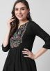 Black Rayon Embroidered Kurta Set