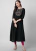 Black Rayon Embroidered Kurta Set