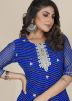 Blue Leheria Kurta Set In Georgette