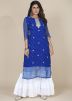 Blue Leheria Kurta Set In Georgette