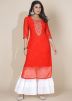 Red Embroidered Kurta Set