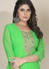 Green Leheria Embroidered Kurta Set