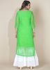 Green Leheria Embroidered Kurta Set