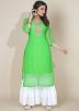 Green Leheria Embroidered Kurta Set