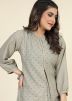 Grey Readymade Co-Ord Set In Jute