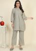 Grey Readymade Co-Ord Set In Jute