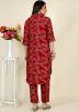 Red Readymade Viscose Printed Co-Ord Set