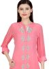 Pink Slit Style Kurta Set In Georgette