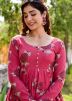 Pink Readymade Cotton Anarkali Kurta In Digital Print