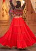 Red Embroidered Navratri Skirt Set & Jacket