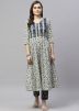 Readymade White Floral Printed Kurta Set