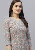 Readymade Grey Kurta Set In Floral Print