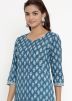 Readymade Blue Printed Kurta & Pant Set