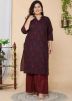 Black Floral Print Readymade Cotton Kurta Set