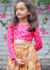 Pink Readymade Skirt Set For Mother & Daughter In Art Silk