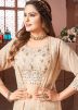 Cream Embroidered Jacket Style Georgette Co-Ord Set