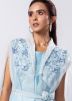 Blue Embroidered Kurta Set With Jacket