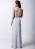 Grey Embroidered Skirt Set In Crape