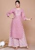 Pink Floral Print Cotton Kurta & Palazzo