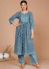 Blue Floral Printed Pant & Kurta Set