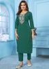 Green Readymade Embroidered Kurta Set