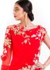 Bright Red Gown With Embroidered Jacket