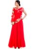 Bright Red Gown With Embroidered Jacket