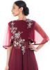 Maroon Georgette Net Front Slit Tunic With Palazzo