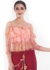 Peach Embellished Top With Maroon Palazzo