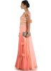 Peach Georgette Asymmetric Kurta With Skirt