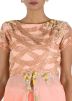 Peach Georgette Asymmetric Kurta With Skirt