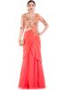 Indian Gown: Buy Orange Heavily Embroidered Saree Style Indo Western Gown