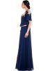 Blue Embroidered Cape Style Georgette Gown