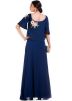 Blue Embroidered Cape Style Georgette Gown