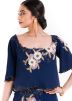 Blue Embroidered Cape Style Georgette Gown